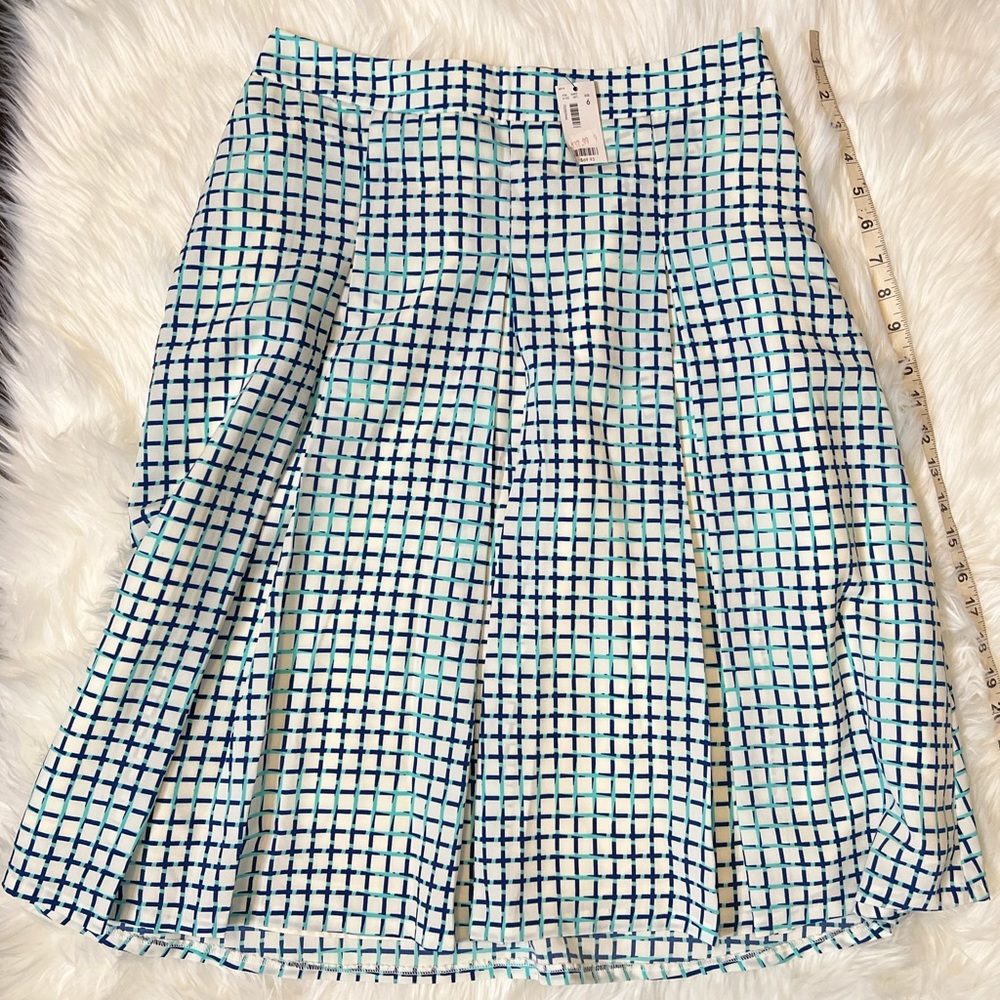 Preppy Turquoise Navy Pleated Skirt 6 24” Length